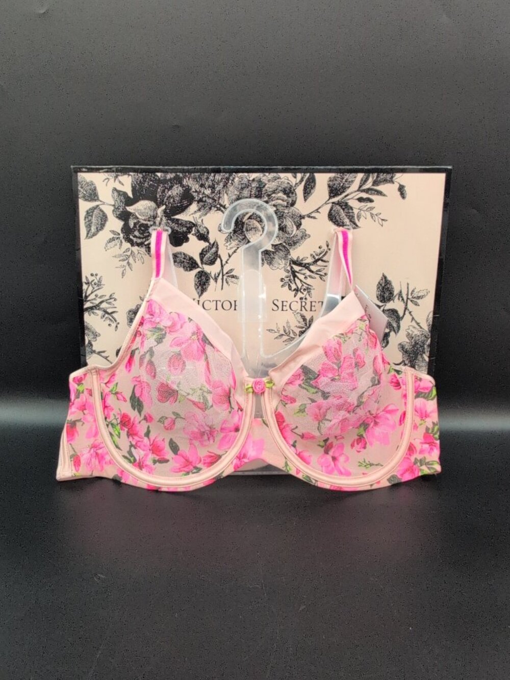 Curvy Couture Sheer Mesh Full Coverage Unlined Bra 38DD Bloom Pink